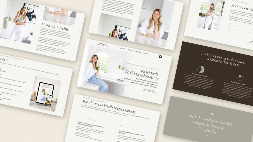 Übersicht Webseite für MB Ernährungsberatung