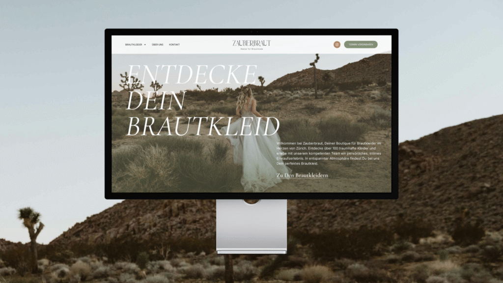 Beispiel der Startseite von Zauberbraut, für welche wir das Webdesign kreiert haben.